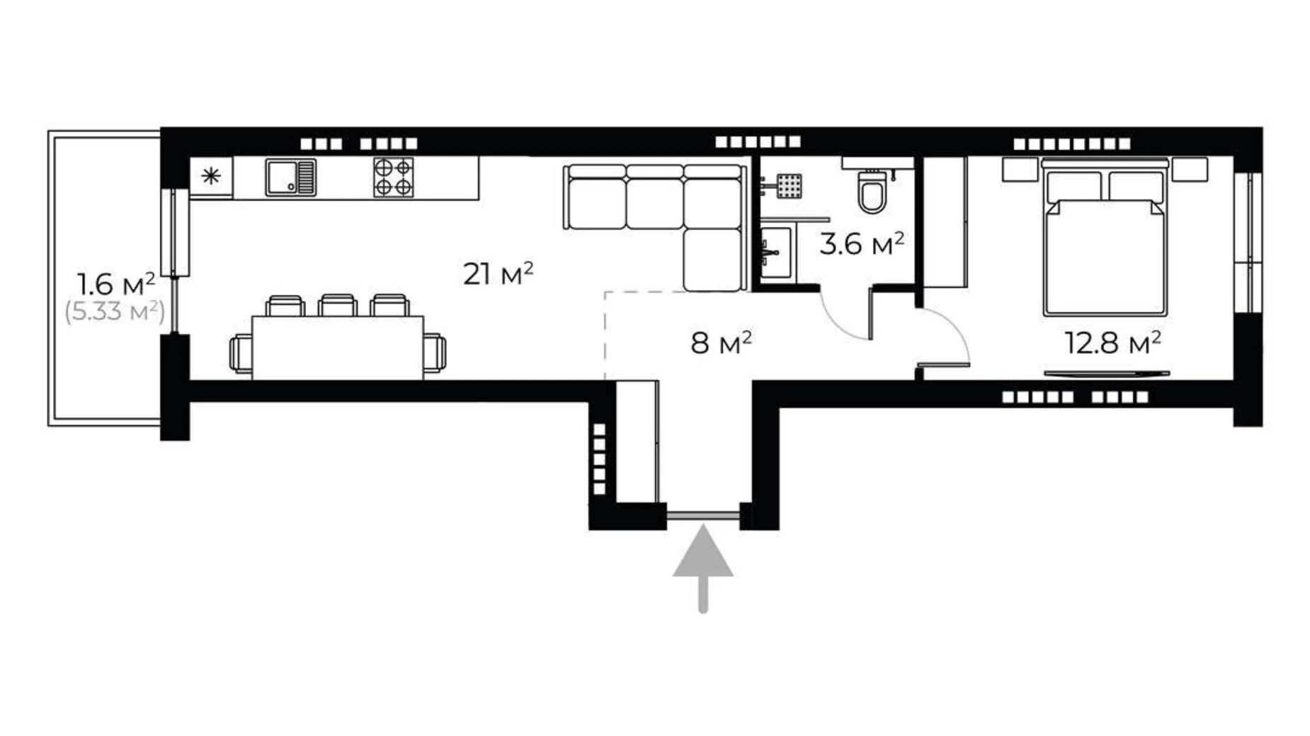 Продается 1-комнатная квартира 47.1 кв. м в Ужгороде, цена: 139200 $ - фото 2