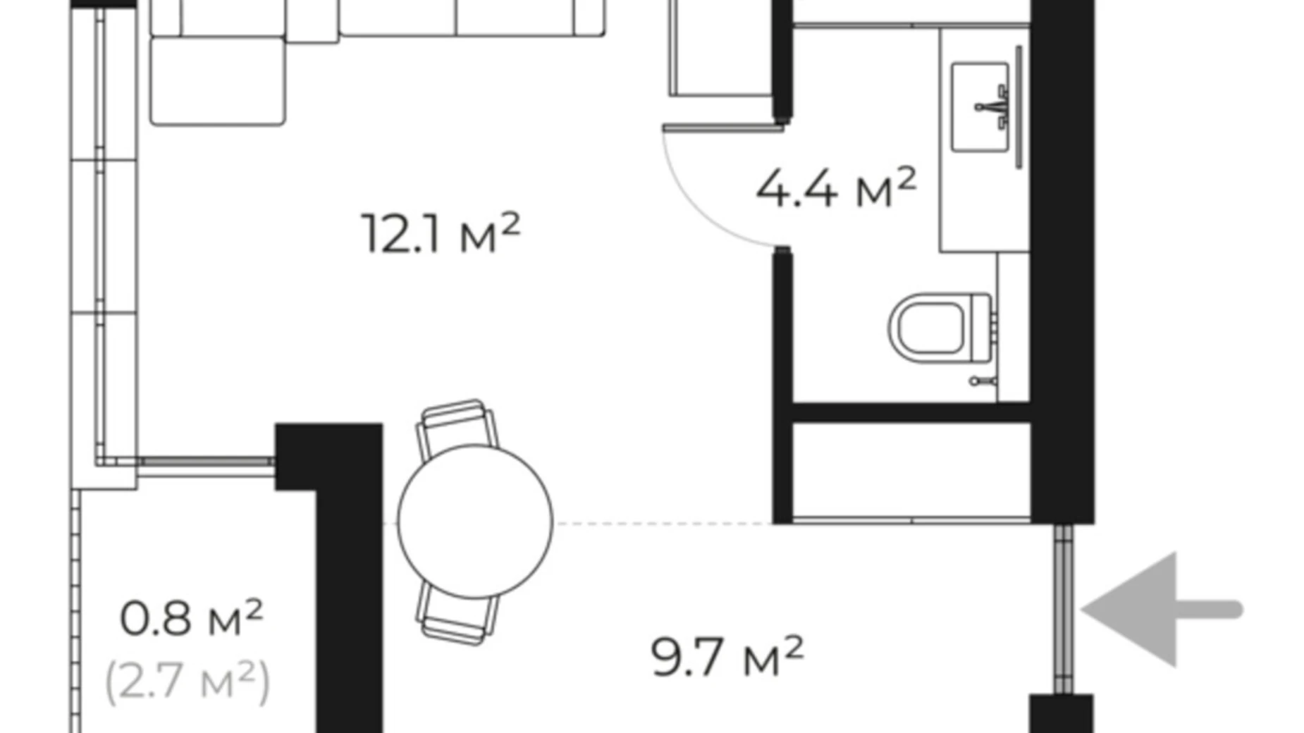 Продається 1-кімнатна квартира 26.2 кв. м у, цена: 40610 $ - фото 2