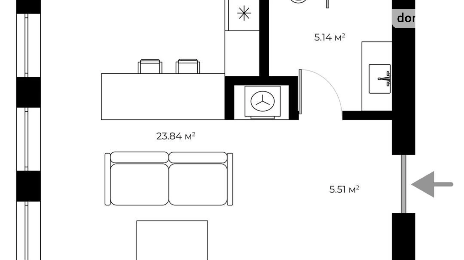 Продається 1-кімнатна квартира 34.5 кв. м у, цена: 60000 $ - фото 2