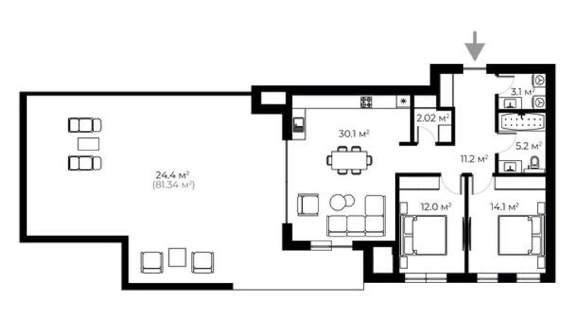 Продається 2-кімнатна квартира 102.9 кв. м у Ужгороді, вул. Мальовнича, 8 - фото 2