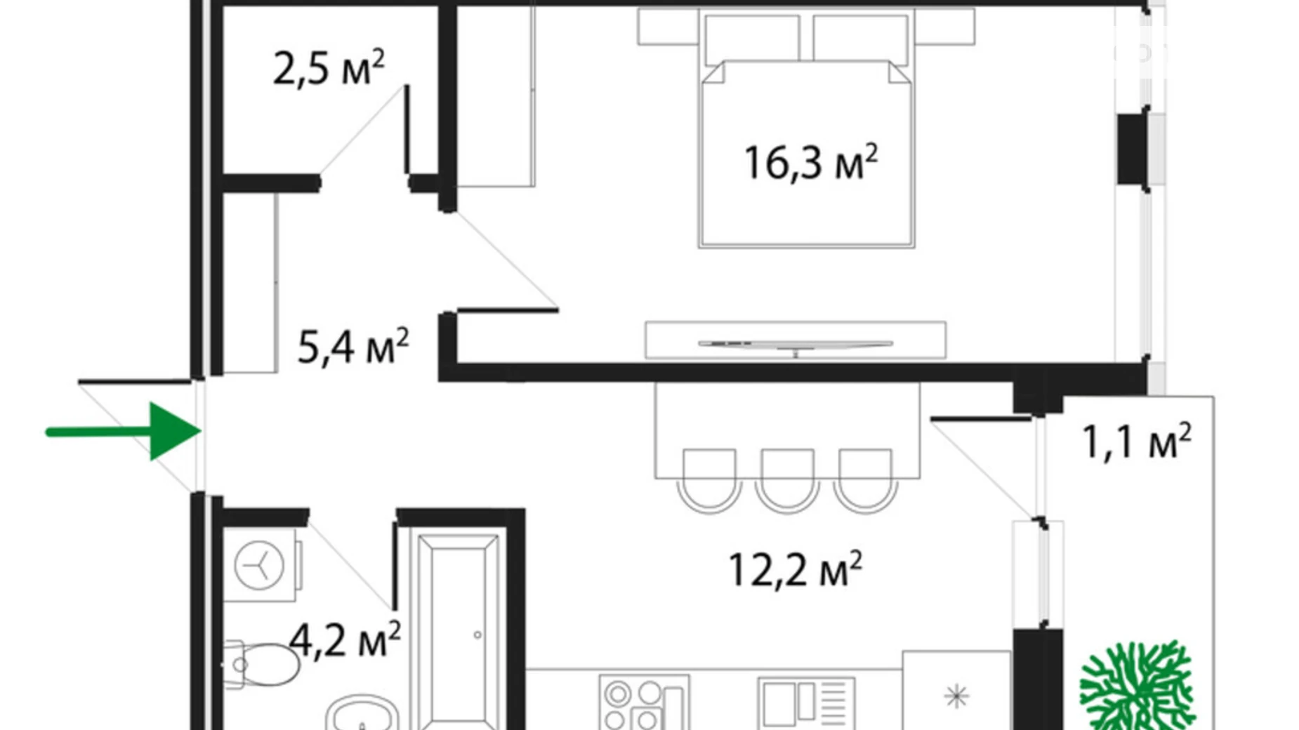 Продається 1-кімнатна квартира 43.6 кв. м у, цена: 74120 $ - фото 2