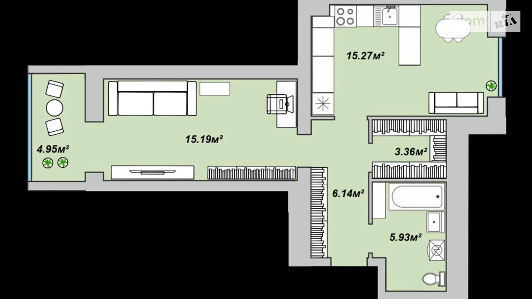 1-комнатная квартира 52 кв. м в Луцке, цена: 48204 $ - фото 2