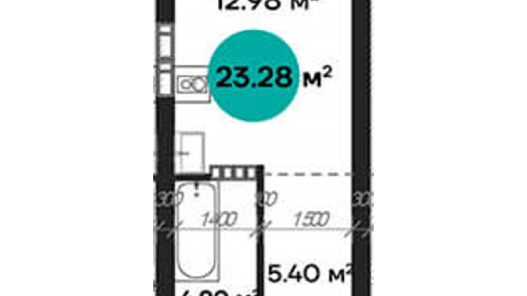 Продается 1-комнатная квартира 23.28 кв. м в Полтаве, цена: 28634 $ - фото 2