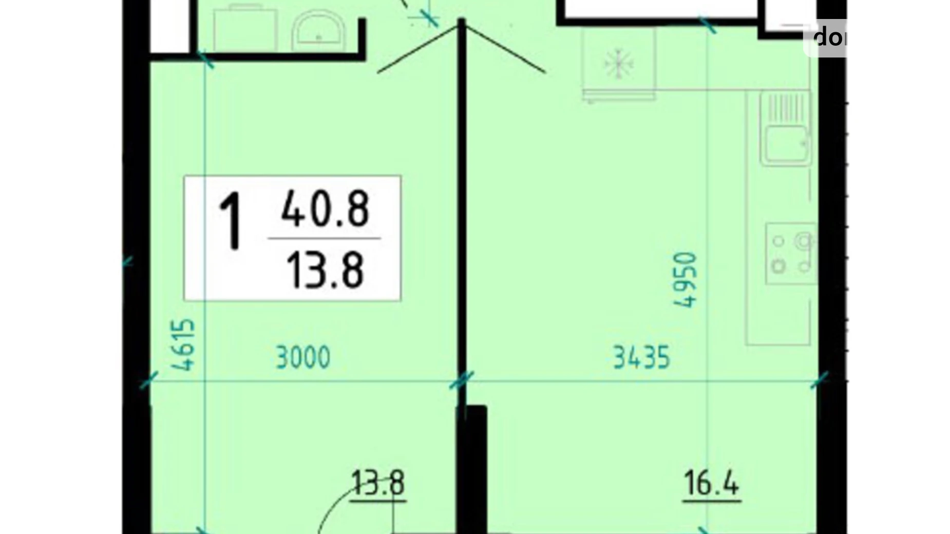 1-комнатная квартира 41.1 кв. м в Тернополе, ул. Глиняная, 10 - фото 5