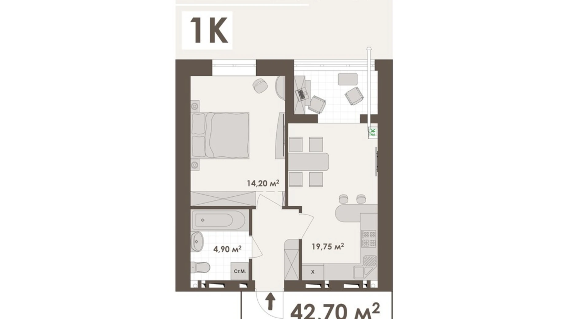 Продается 1-комнатная квартира 42.7 кв. м в Виннице, ул. Стрелецкая, 23 - фото 3