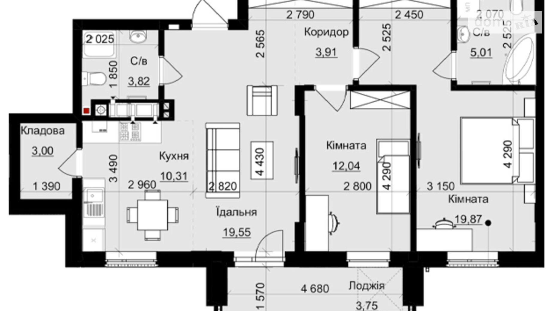 Продается 2-комнатная квартира 81.26 кв. м в Львове, ул. Пасечная, 154 - фото 5