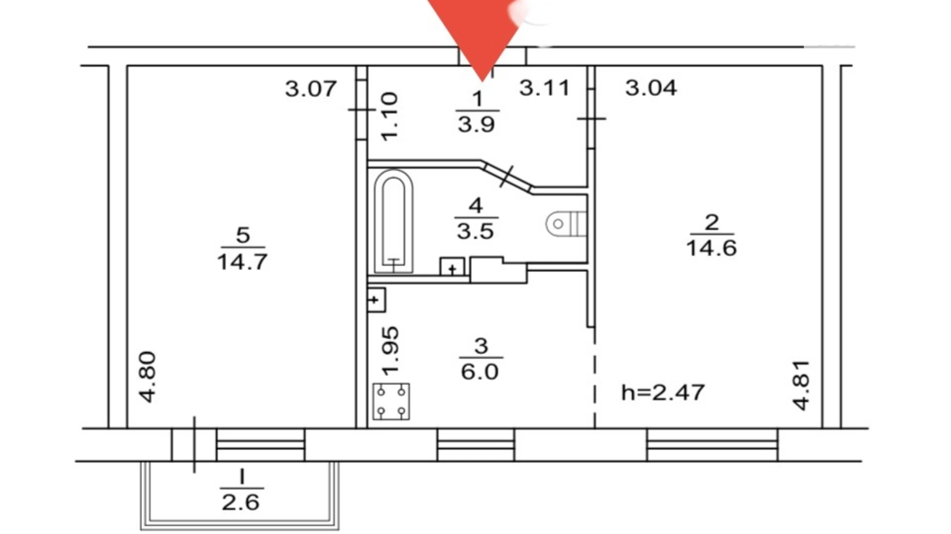 Продается 2-комнатная квартира 45.3 кв. м в Киеве, ул. Дегтяревская, 15 - фото 4