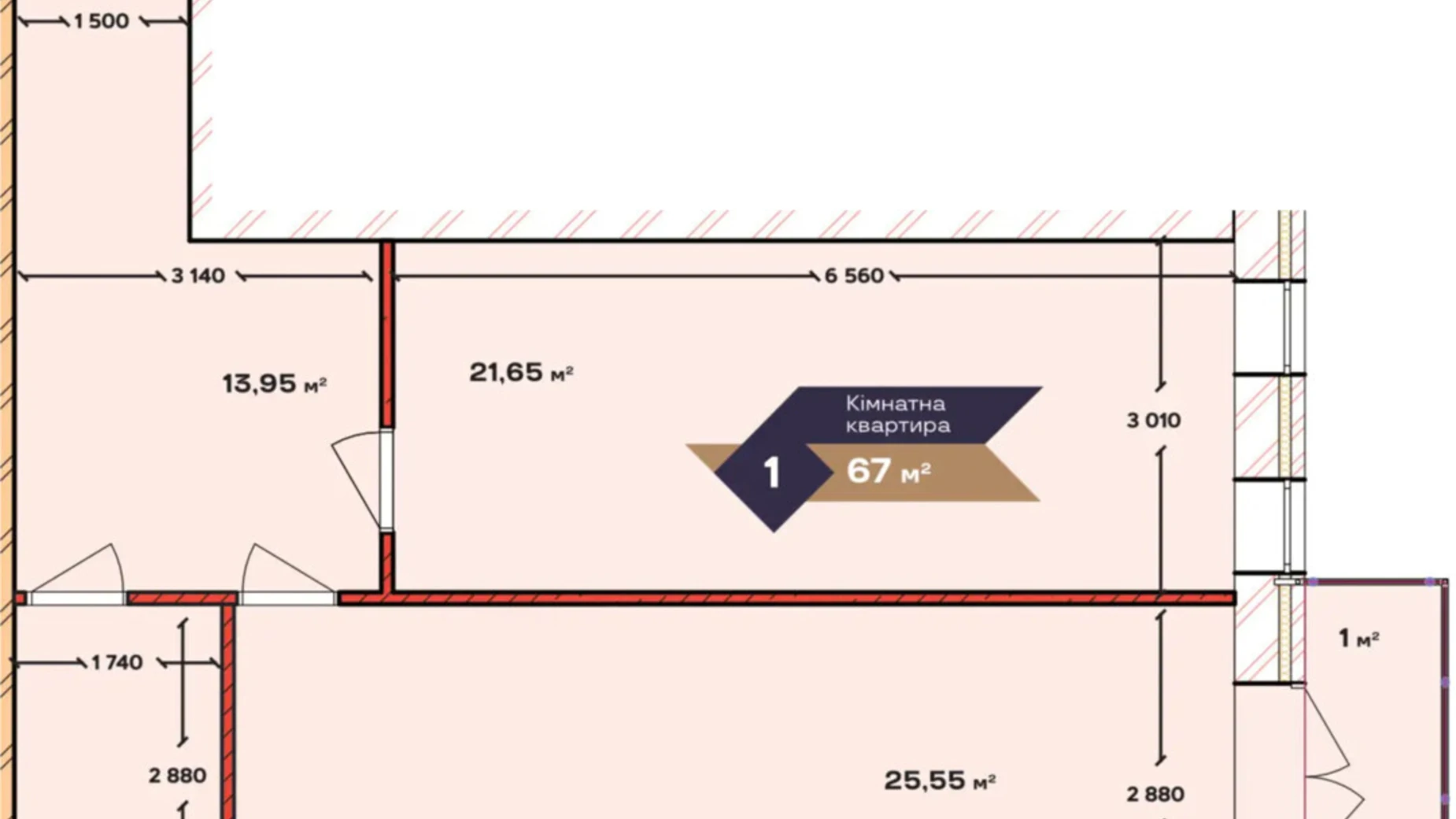 Продается 1-комнатная квартира 67 кв. м в Хмельницком, цена: 67000 $ - фото 2