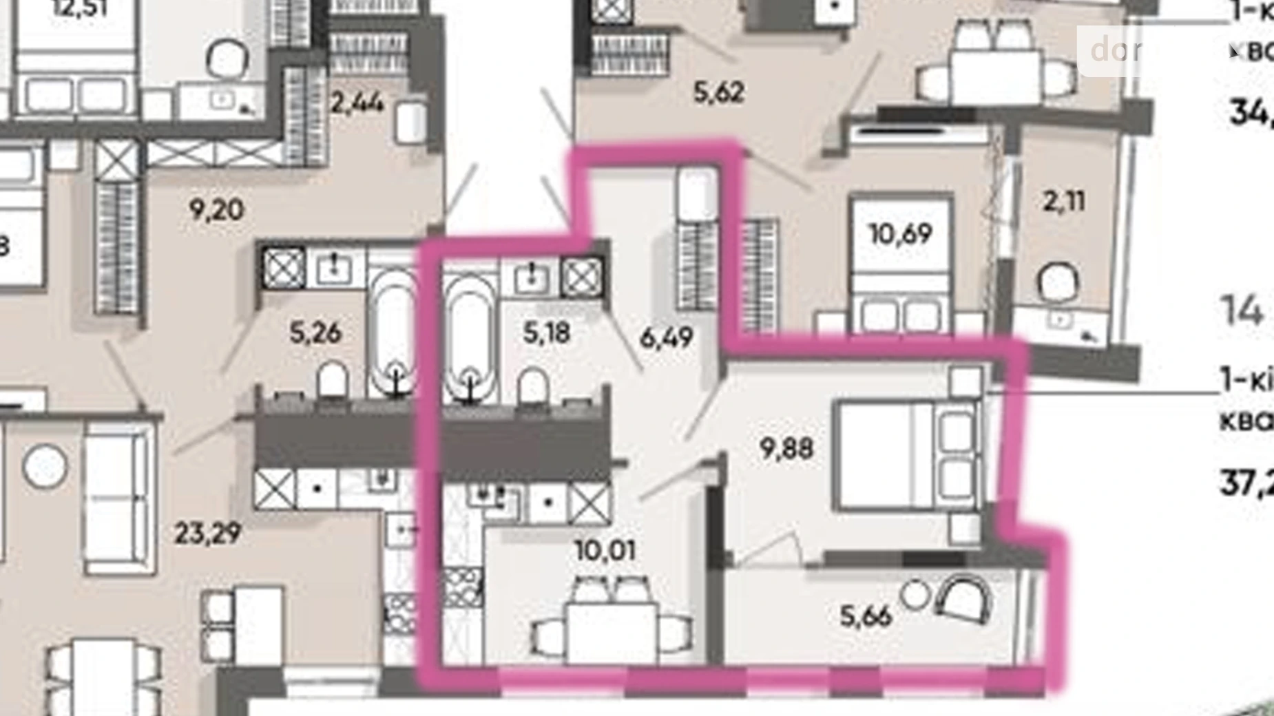 Продается 1-комнатная квартира 37.22 кв. м в Львове, ул. Раковского, 24А - фото 2