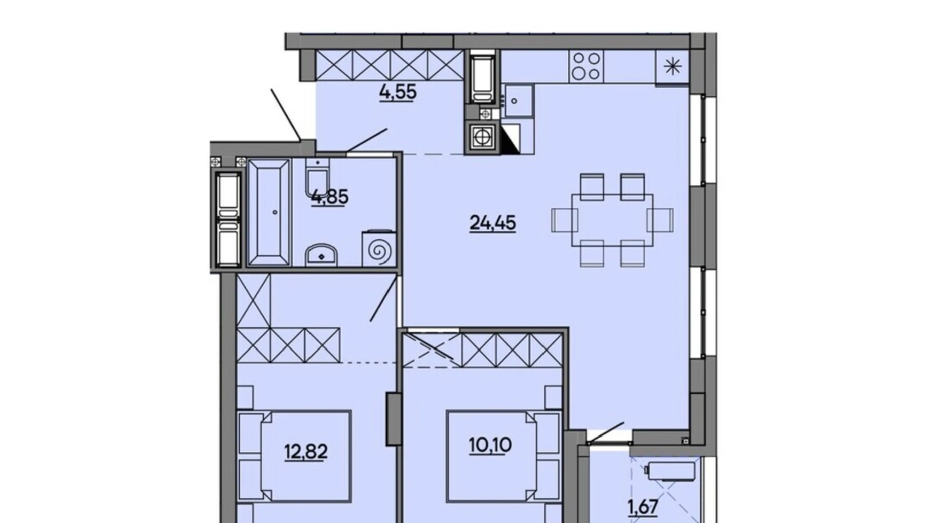 Продается 2-комнатная квартира 58.44 кв. м в Львове, ул. Миколайчука, 17 - фото 2