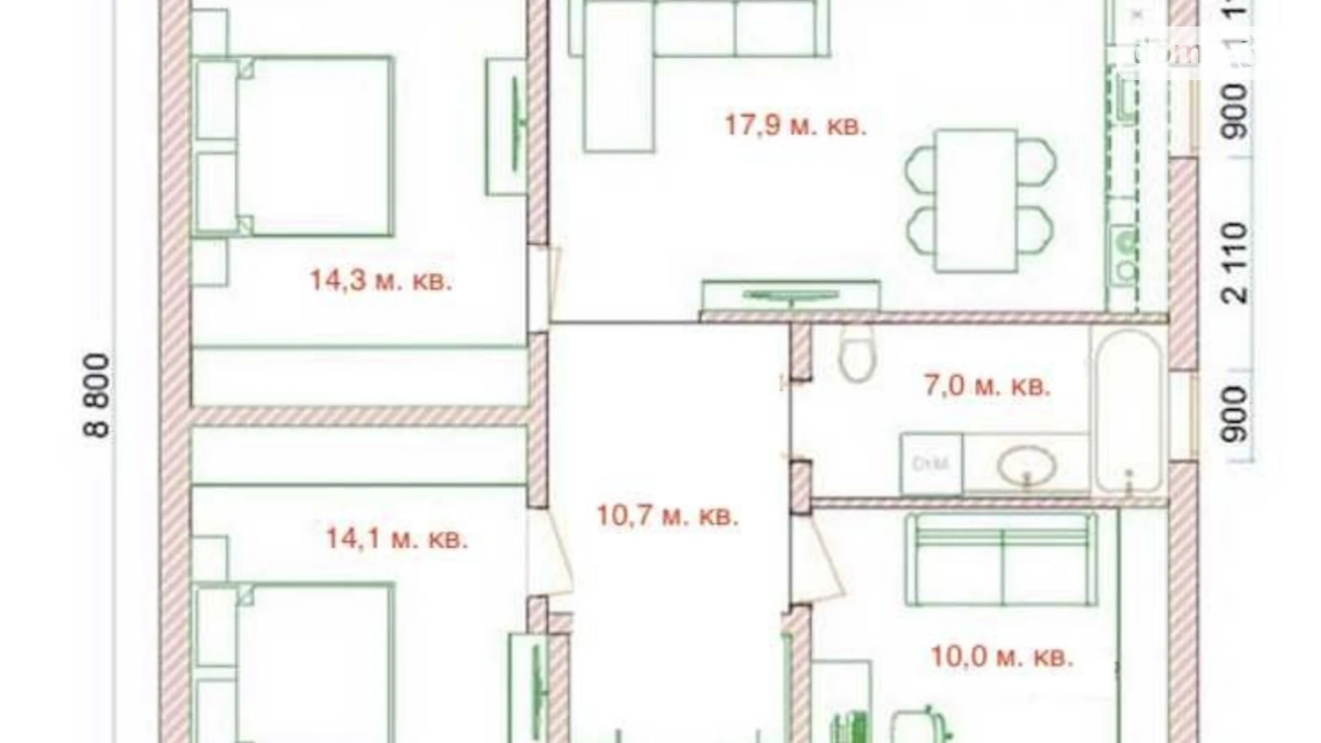 Продается одноэтажный дом 100 кв. м с беседкой, цена: 84000 $ - фото 3