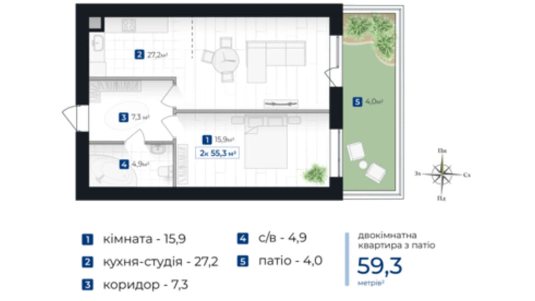 Продается 2-комнатная квартира 59.3 кв. м в Ивано-Франковске, ул. Коновальца Евгения, 1 - фото 5