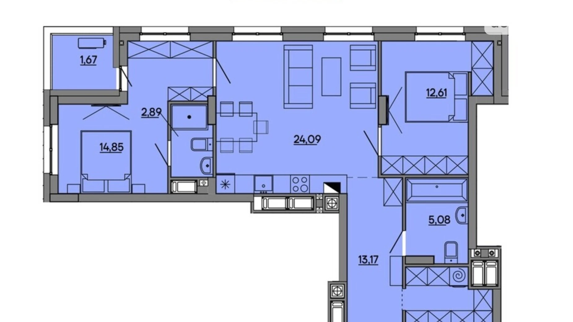 Продается 2-комнатная квартира 74.36 кв. м в Львове, ул. Миколайчука, 17 - фото 2
