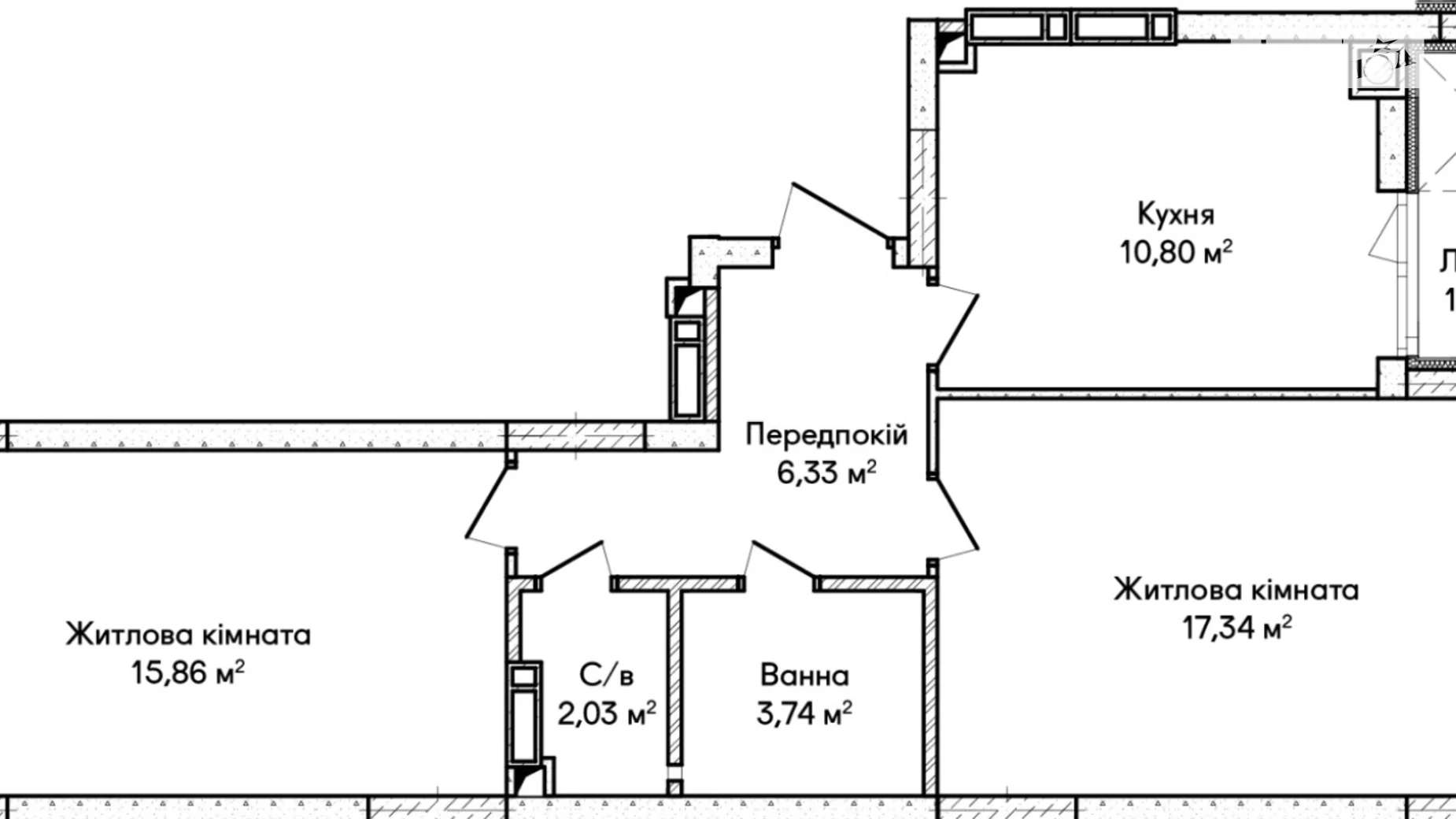 Продается 2-комнатная квартира 57.78 кв. м в Ирпене, ул. Ольги Кобылянской(Достоевского), 1В/36 - фото 2