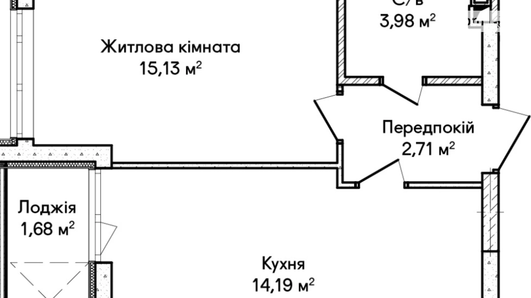 Продается 1-комнатная квартира 37.69 кв. м в Ирпене, ул. Ольги Кобылянской(Достоевского), 1В/36 - фото 2
