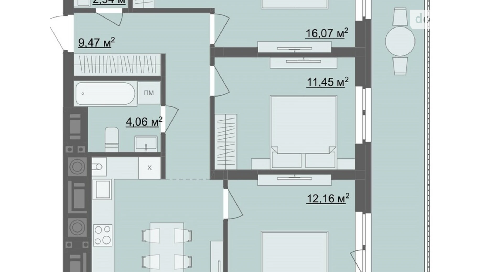 Продается 3-комнатная квартира 79.97 кв. м в Житомире, бул. Тетеревский, 25 - фото 2