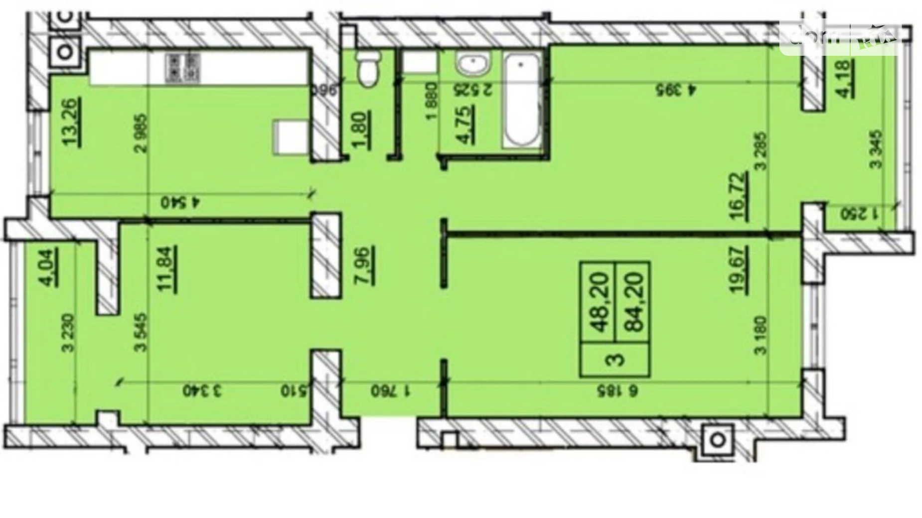 Продается 3-комнатная квартира 84.2 кв. м в Хмельницком, цена: 56899 $ - фото 2
