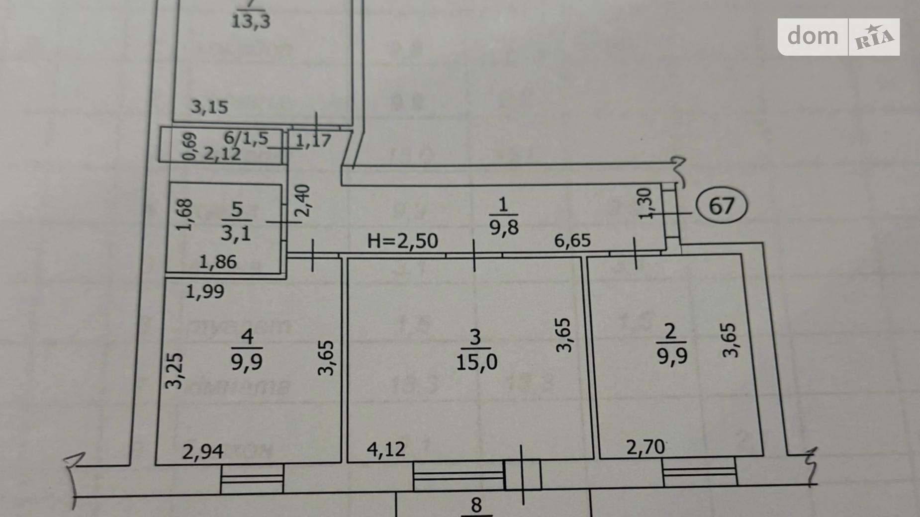 Продається 3-кімнатна квартира 64.6 кв. м у Ладижинi, вул. Ентузіастів - фото 2