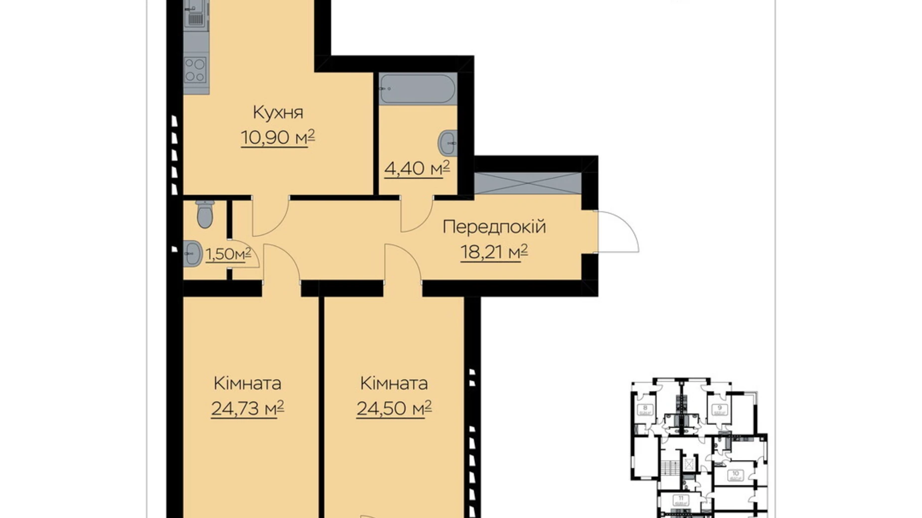 Продается 2-комнатная квартира 84.28 кв. м в Тарасово, цена: 72622 $ - фото 2