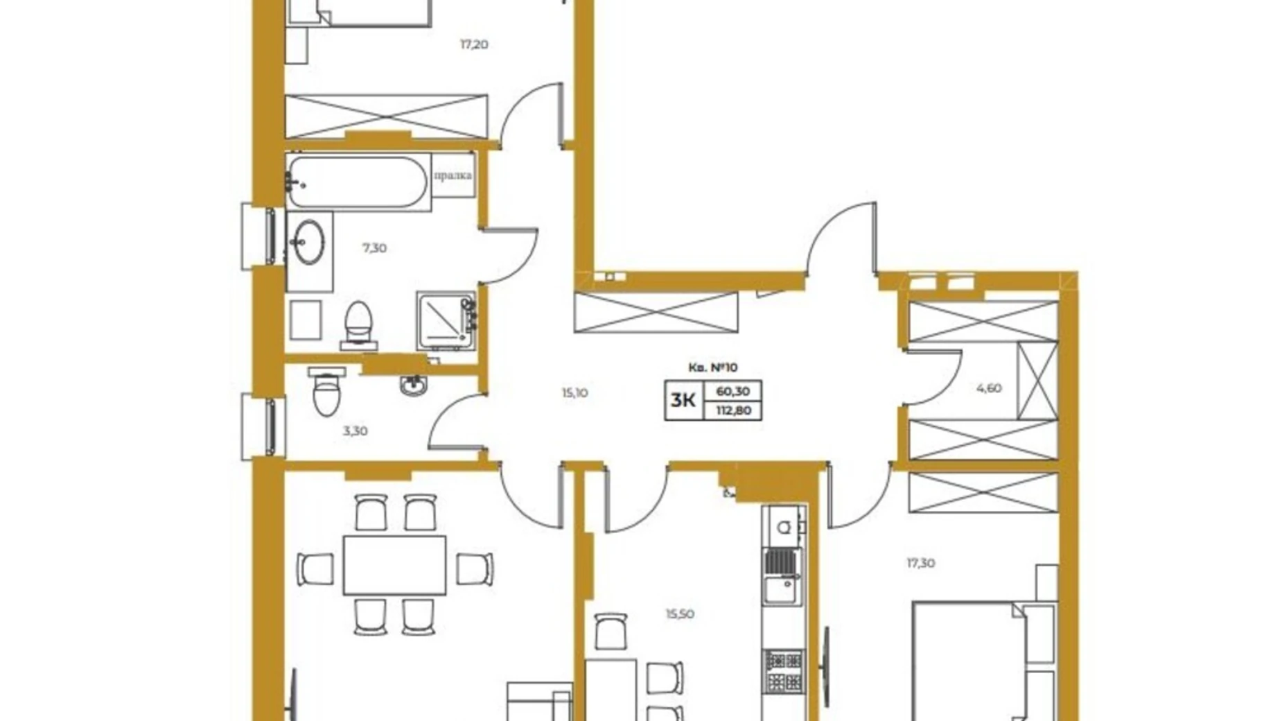Продается 3-комнатная квартира 112.8 кв. м в Львове, ул. Гординских, 15А - фото 2