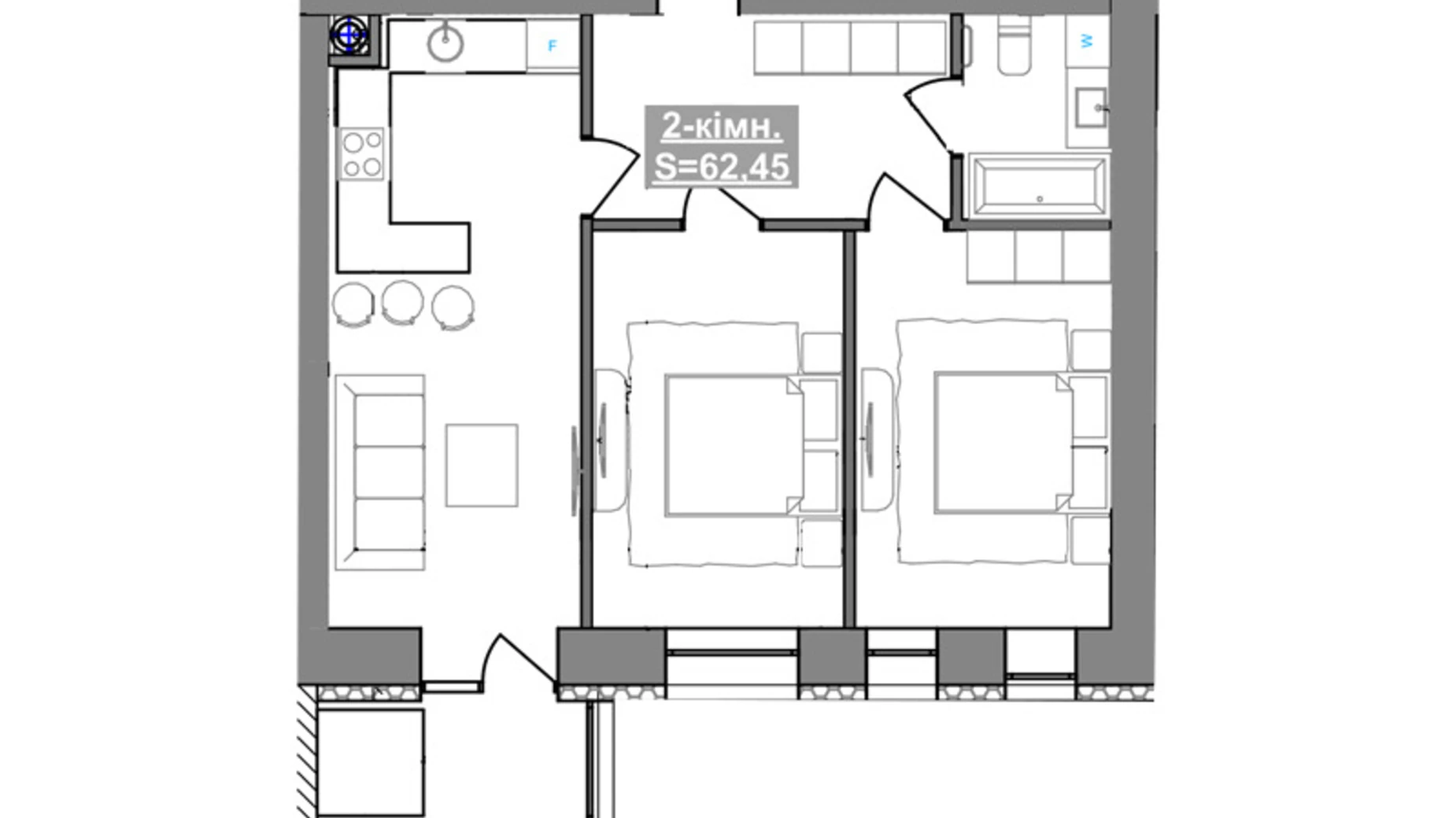 Продається 2-кімнатна квартира 62.45 кв. м у Івано-Франківську, вул. Національної Гвардії, 14 - фото 4