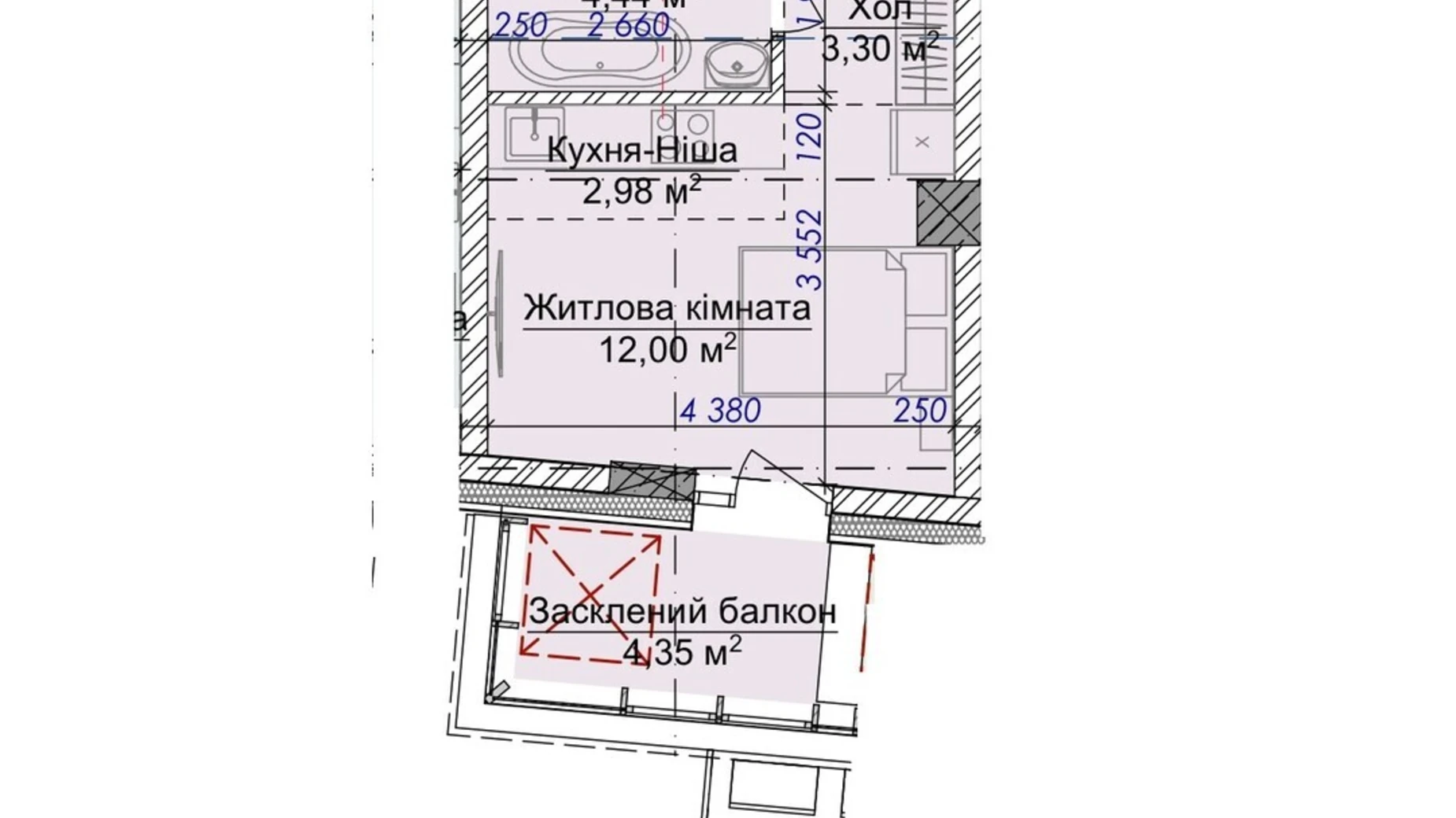 Продается 1-комнатная квартира 26.31 кв. м в Ужгороде, цена: 30257 $ - фото 2