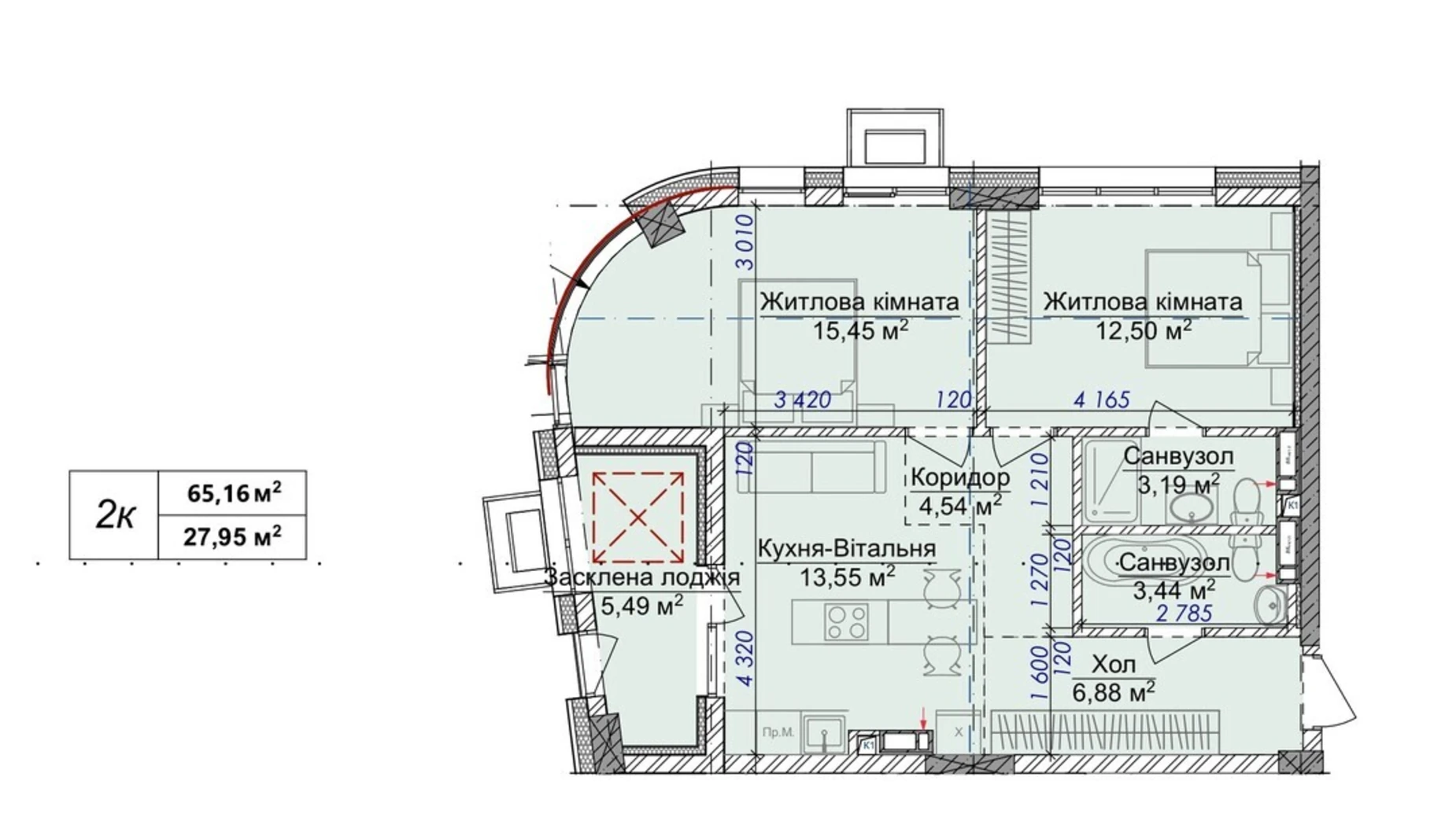 Продается 2-комнатная квартира 65.16 кв. м в Ужгороде, цена: 74934 $ - фото 2