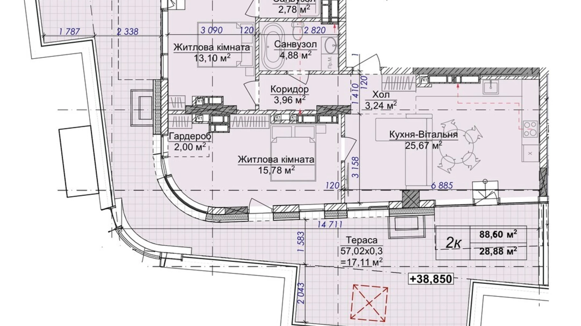 Продается 2-комнатная квартира 88.6 кв. м в Ужгороде, ул. Грушевского, 4А - фото 2