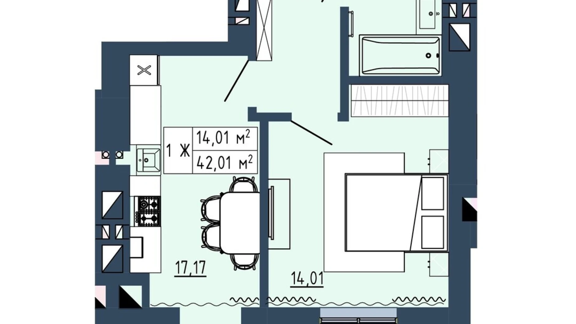Продается 1-комнатная квартира 42.01 кв. м в Липинах, цена: 39248 $ - фото 2
