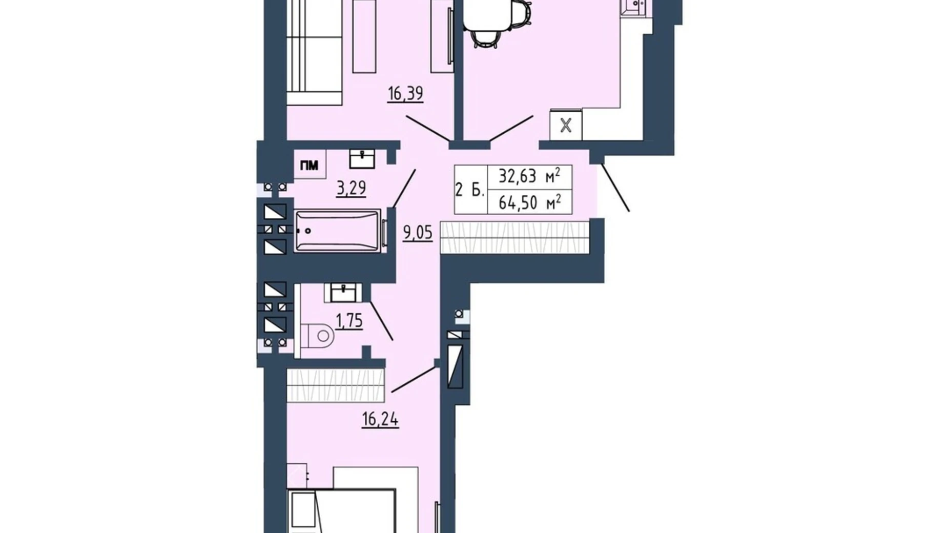 Продается 2-комнатная квартира 64.5 кв. м в Липинах, ул. Окружная, 48 - фото 2