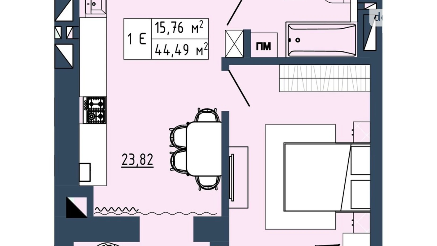 Продается 1-комнатная квартира 44.49 кв. м в Липинах, цена: 41613 $ - фото 2