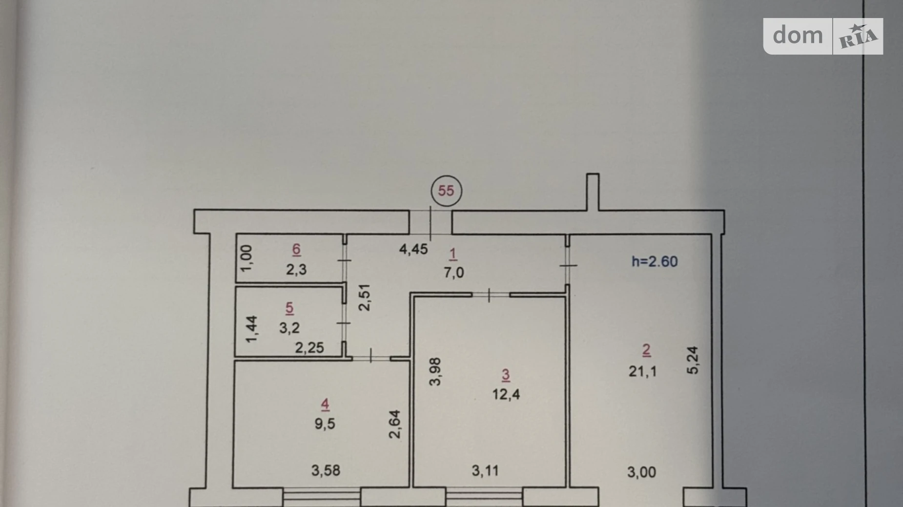 Продается 2-комнатная квартира 55.5 кв. м в Олиевке, ул. Евгения Рыхлика, 15.6 - фото 2