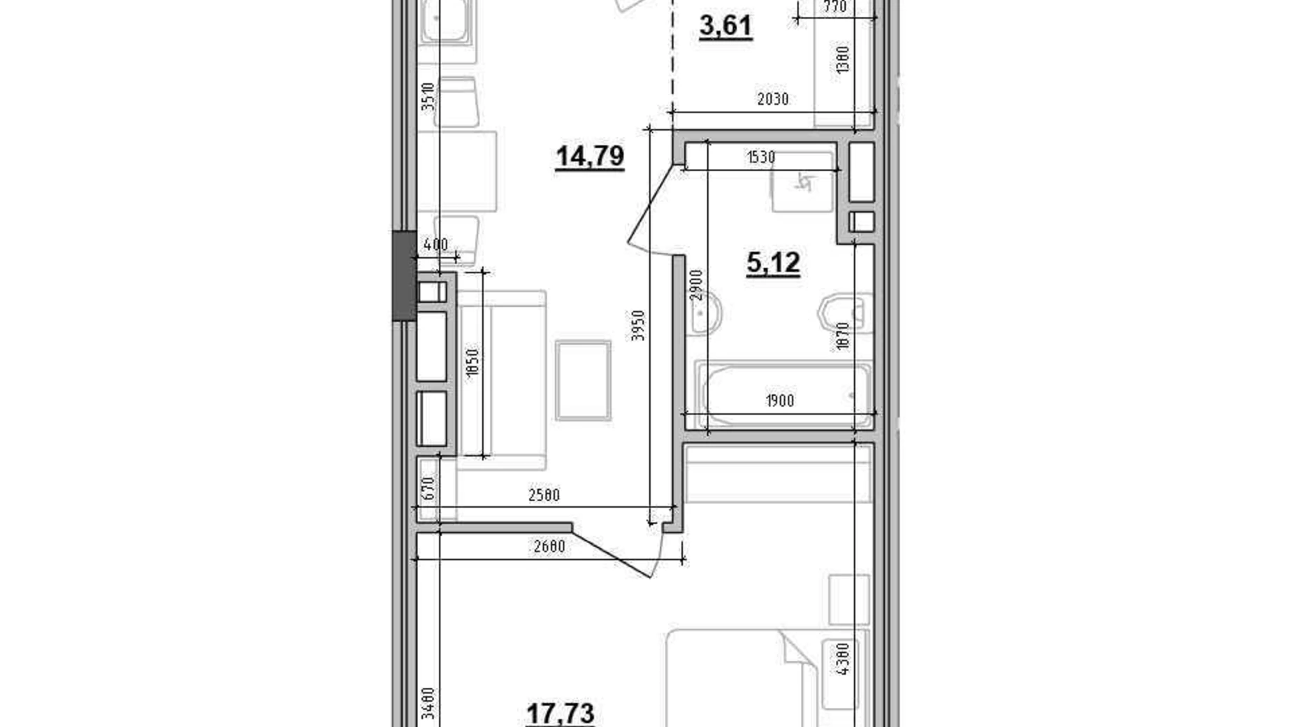 Продается 1-комнатная квартира 41.25 кв. м в Львове, ул. Персенковка, 2 - фото 2