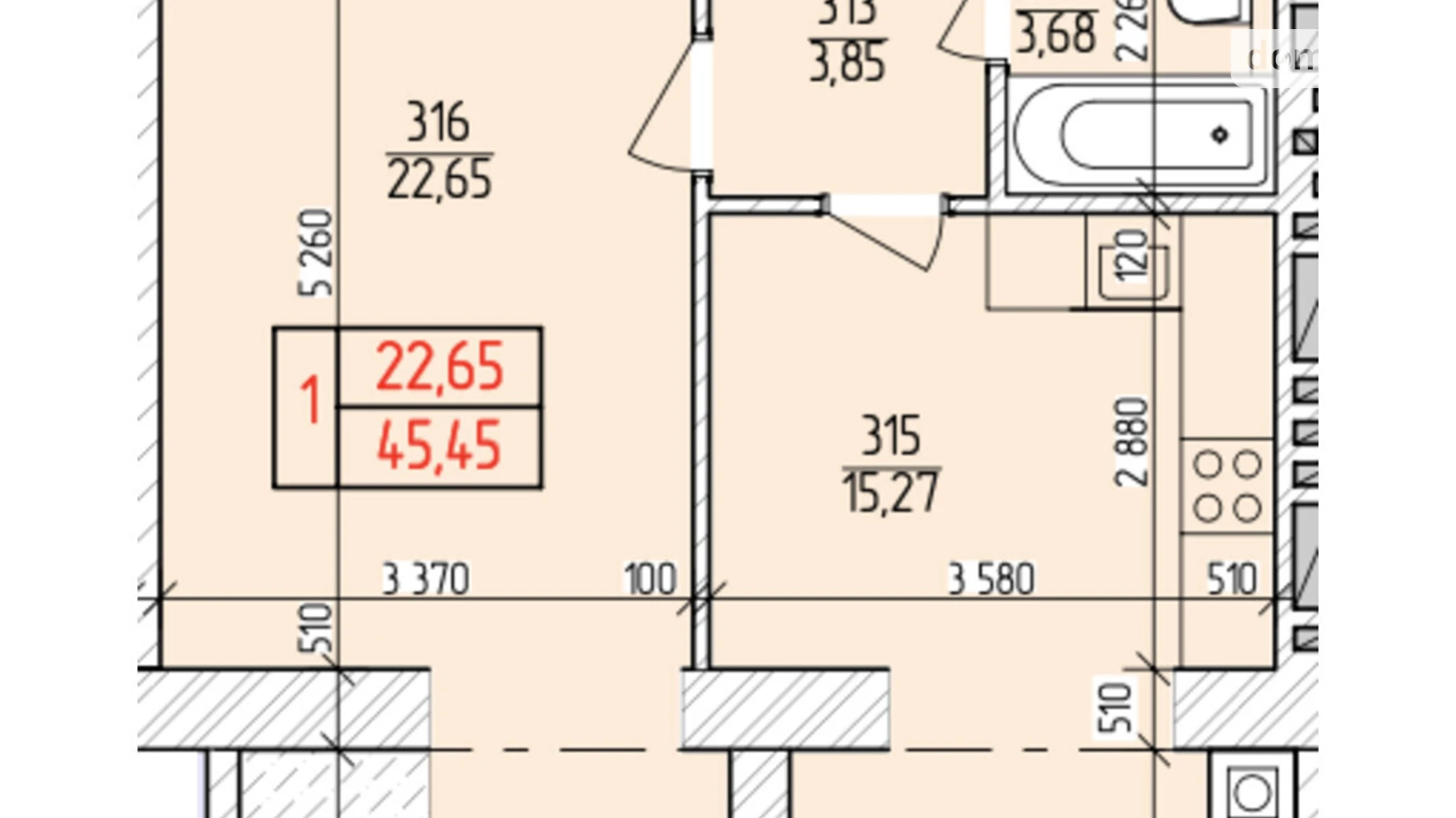Продается 1-комнатная квартира 45.45 кв. м в Хмельницком, ул. Нижняя Береговая, 2/4 - фото 2