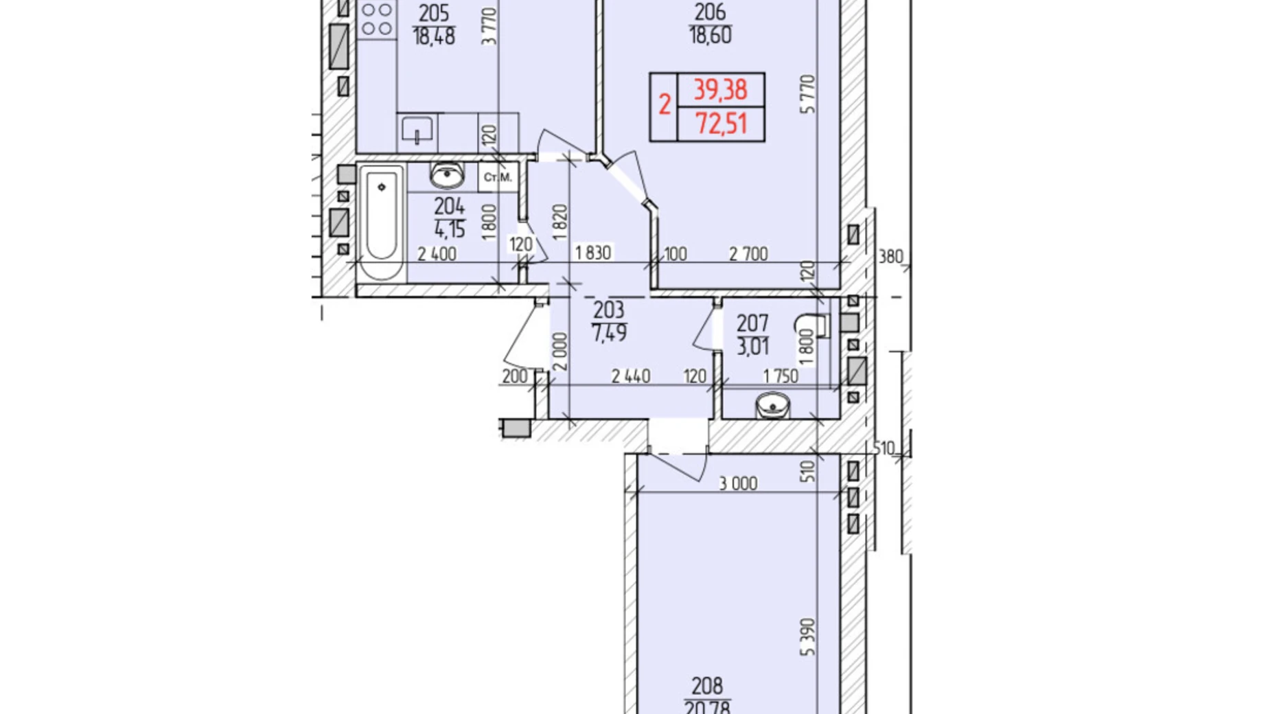 Продается 2-комнатная квартира 72.51 кв. м в Хмельницком, ул. Нижняя Береговая, 2/4 - фото 2