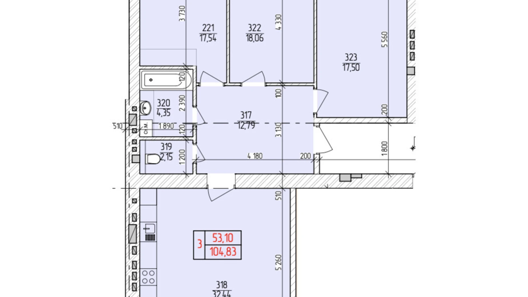Продається 3-кімнатна квартира 104.83 кв. м у Хмельницькому, вул. Нижня Берегова, 2/4 - фото 2