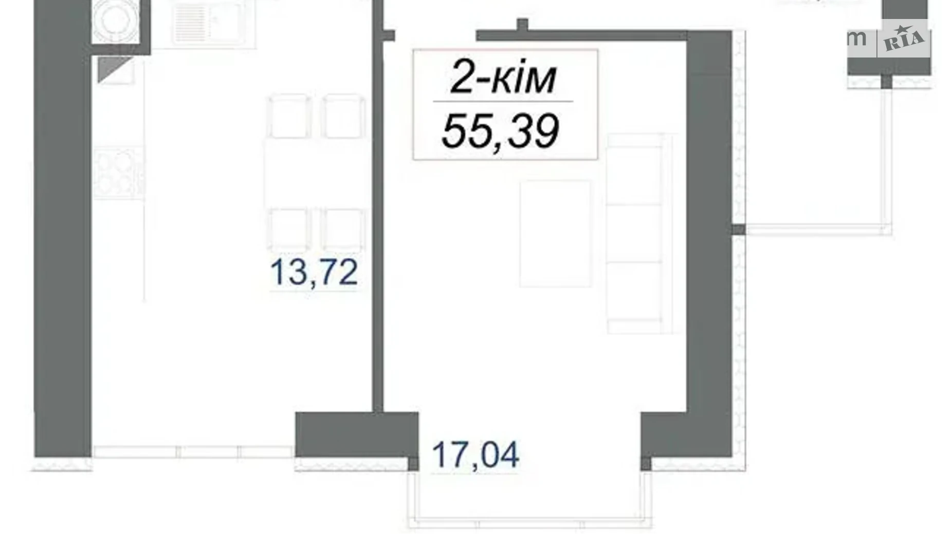 Продается 2-комнатная квартира 55.5 кв. м в Волчинце, ул. Бугая, 46 - фото 2
