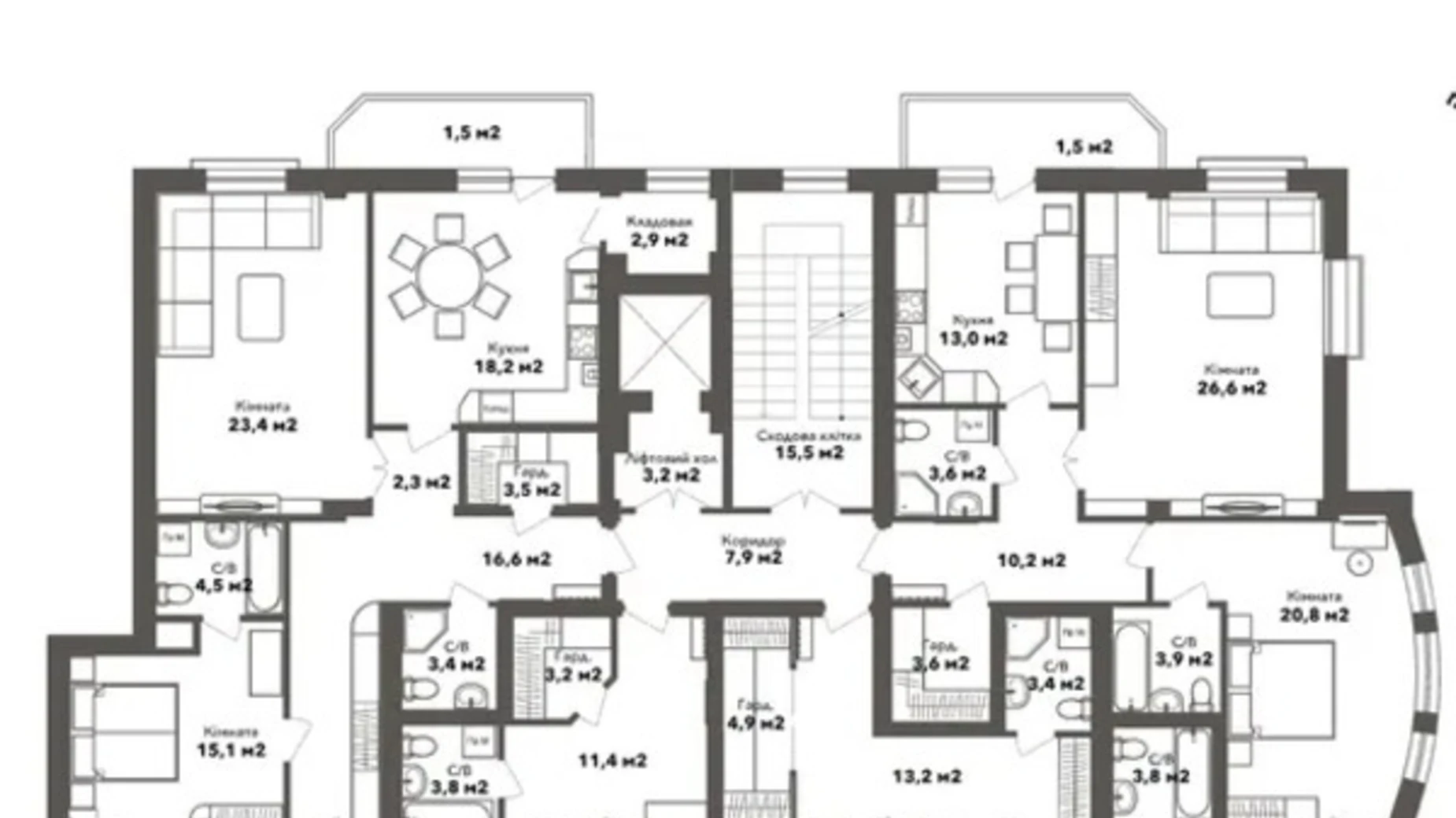 Продается 1-комнатная квартира 55.4 кв. м в Полтаве, просп. Первомайский, 15А - фото 4