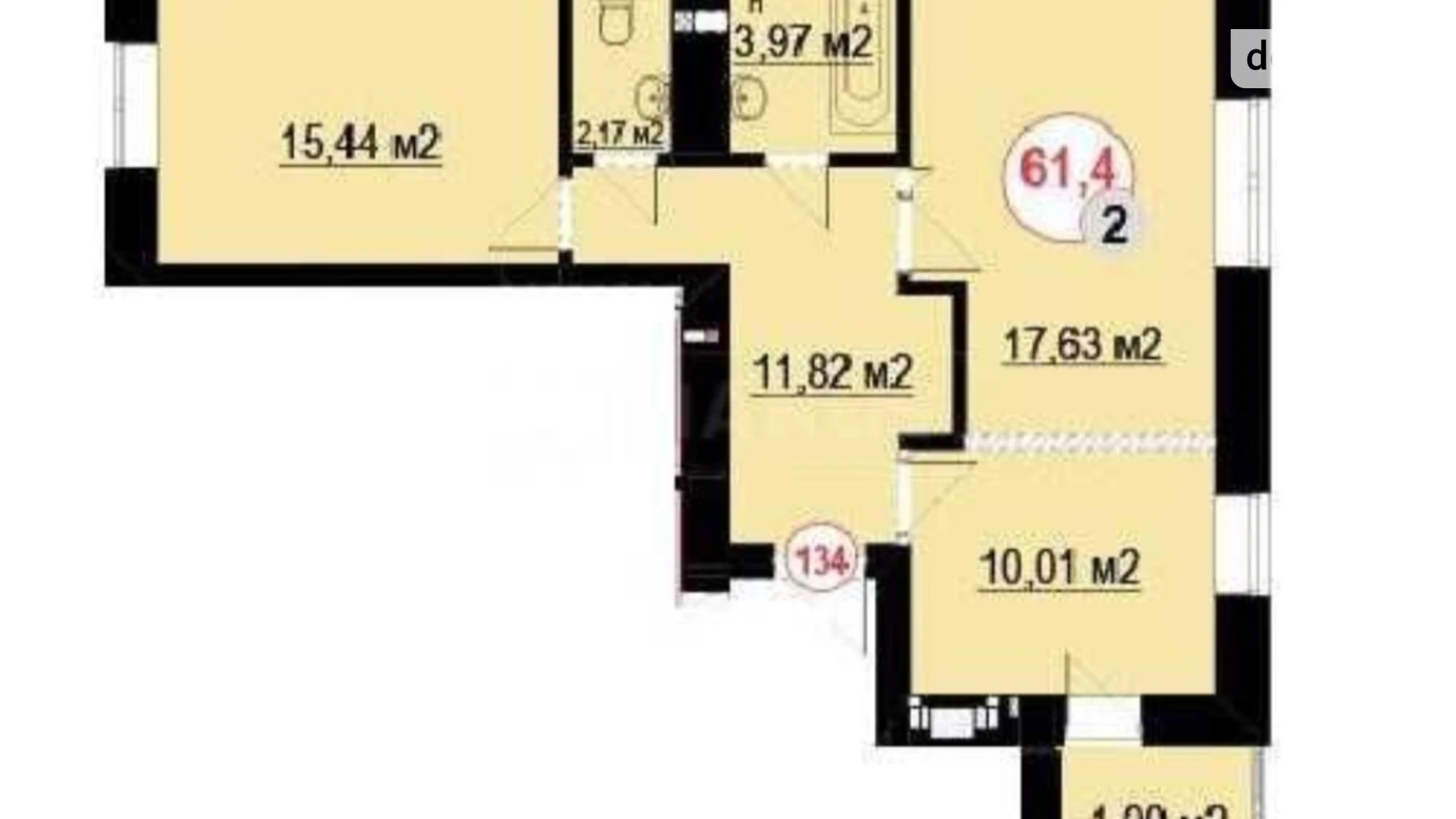 Продается 2-комнатная квартира 61.4 кв. м в Ивано-Франковске, ул. Гетьмана Ивана Мазепы, 168 корпус 2 - фото 3