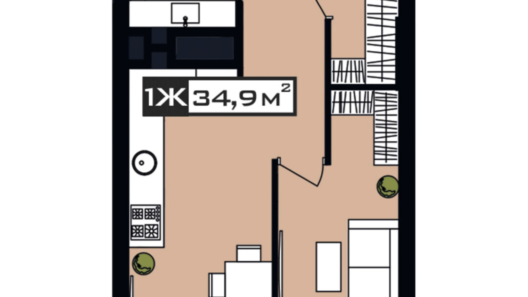 Продается 1-комнатная квартира 34.9 кв. м в Днепре, цена: 35249 $ - фото 2