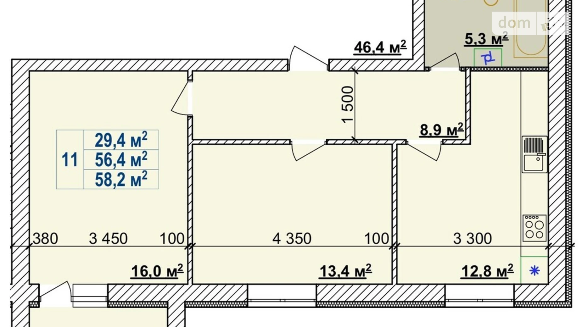 Продается 2-комнатная квартира 58.2 кв. м в Луке-Мелешковской, Тывровское шоссе, 51Б - фото 2