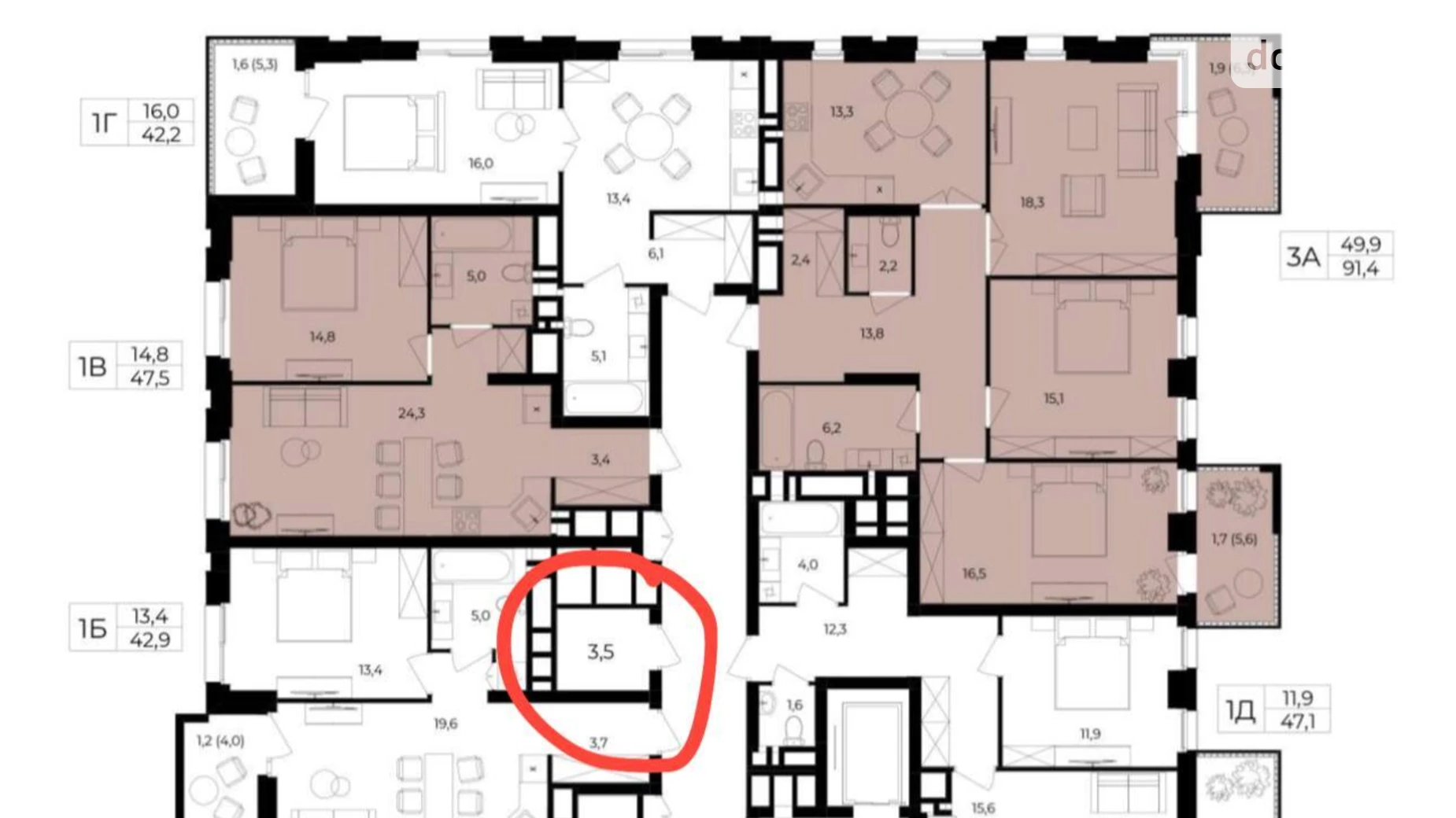 Продается 3-комнатная квартира 92 кв. м в Виннице, пер. Кирпичный, 18 корпус 4 - фото 4