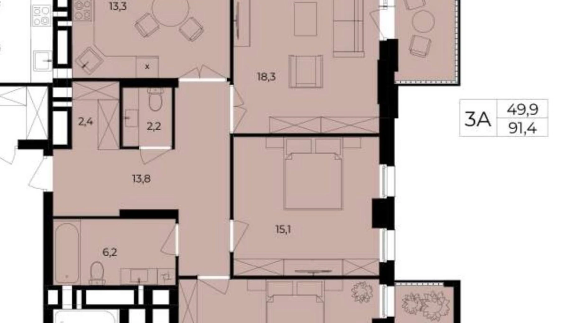 Продается 3-комнатная квартира 92 кв. м в Виннице, пер. Кирпичный, 18 корпус 4 - фото 2