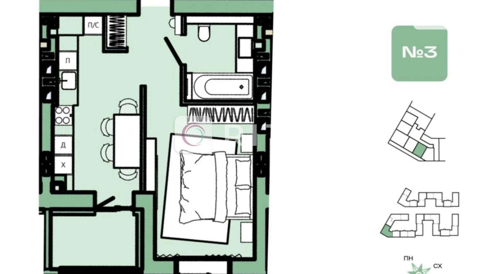 1-комнатная квартира 41.93 кв. м в Луцке, ул. Магистральная(Мамсурова), 4 - фото 5