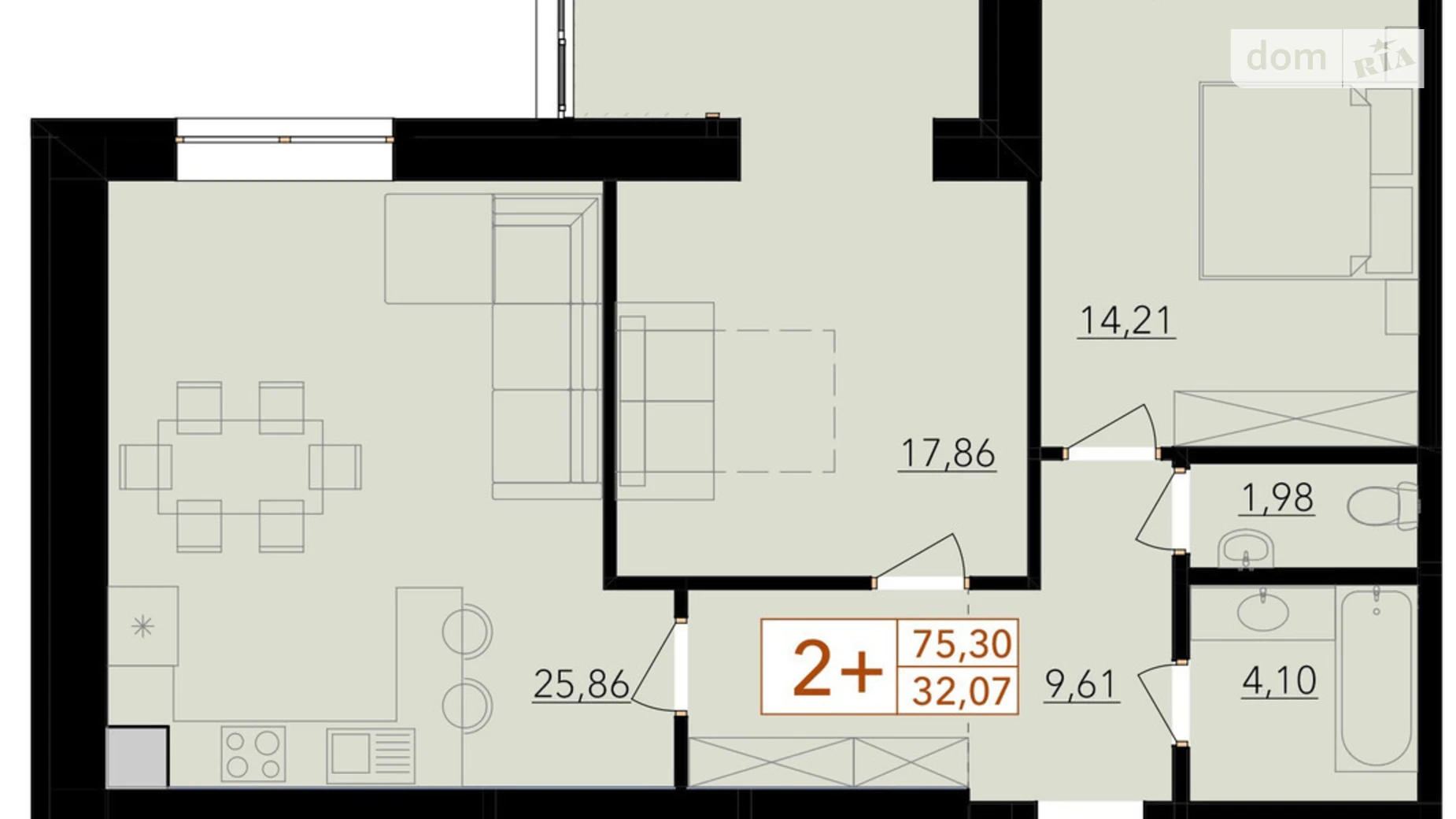 Продается 2-комнатная квартира 80 кв. м в Хмельницком, ул. Тернопольская, 13/6А - фото 2