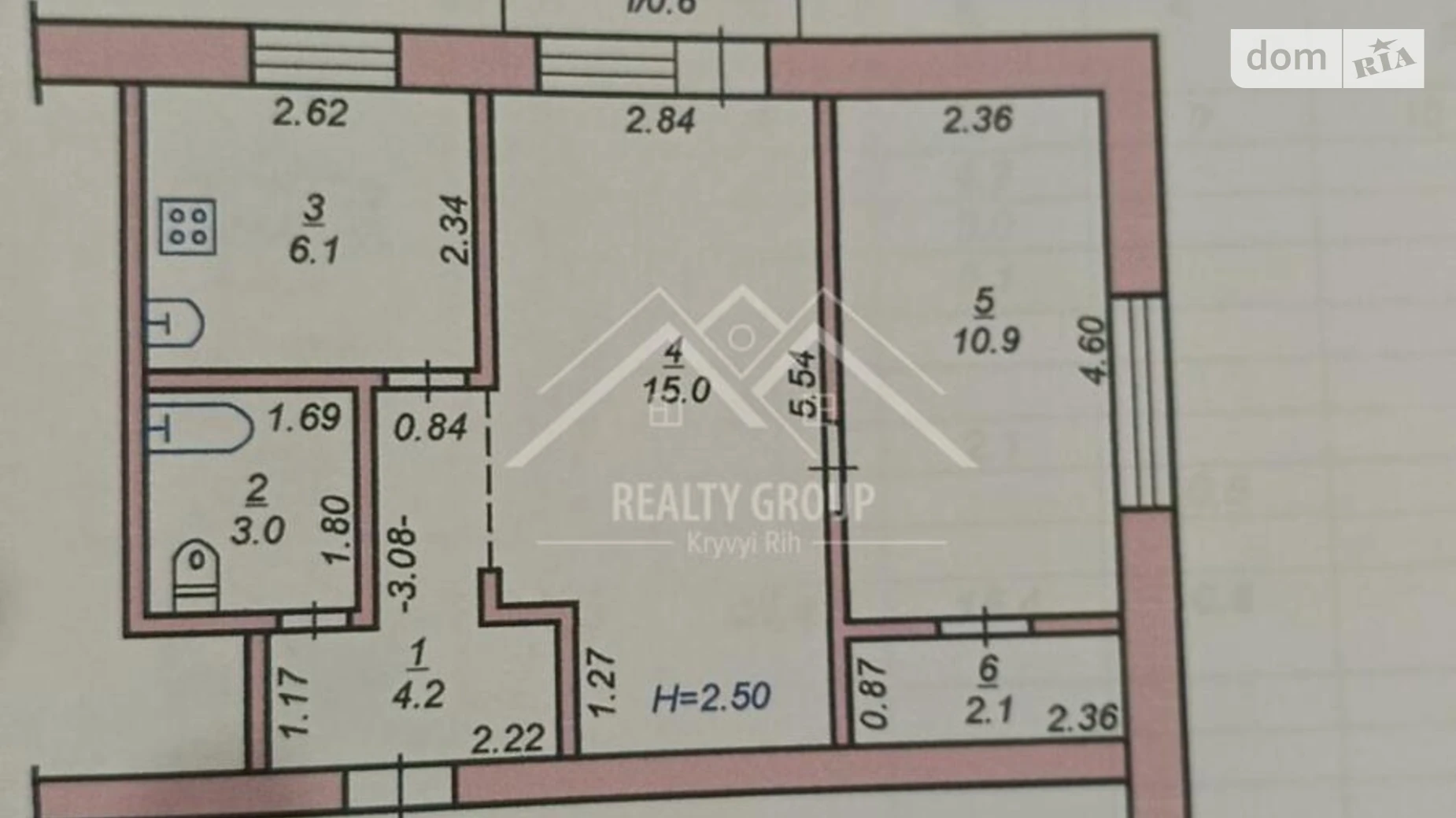 Продается 2-комнатная квартира 41.9 кв. м в Кривом Роге, ул. 129-й бригады территориальной обороны(Куприна), 120 - фото 2