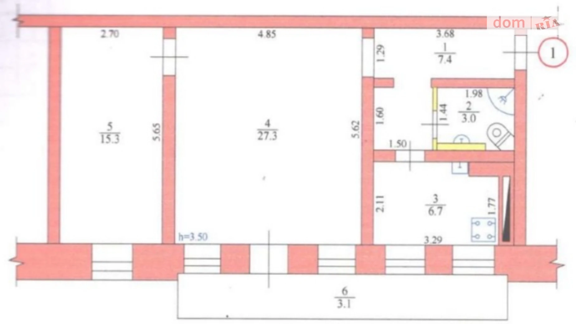 Продается 2-комнатная квартира 62.8 кв. м в Днепре, ул. Воскресенская, 11 - фото 3