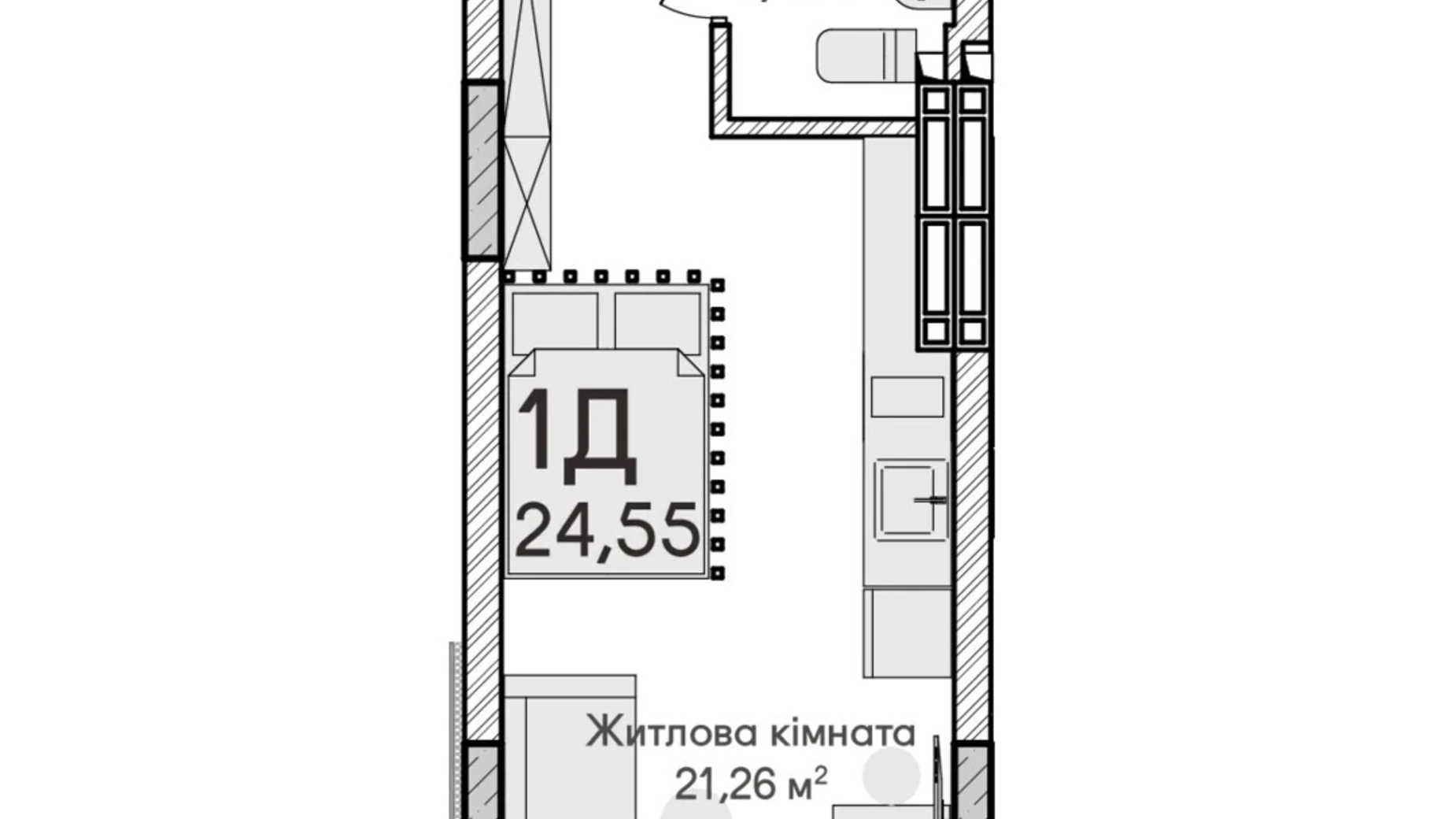 Продається 1-кімнатна квартира 25 кв. м у Ірпені, вул. Ольги Кобилянської(Достоєвського) - фото 2