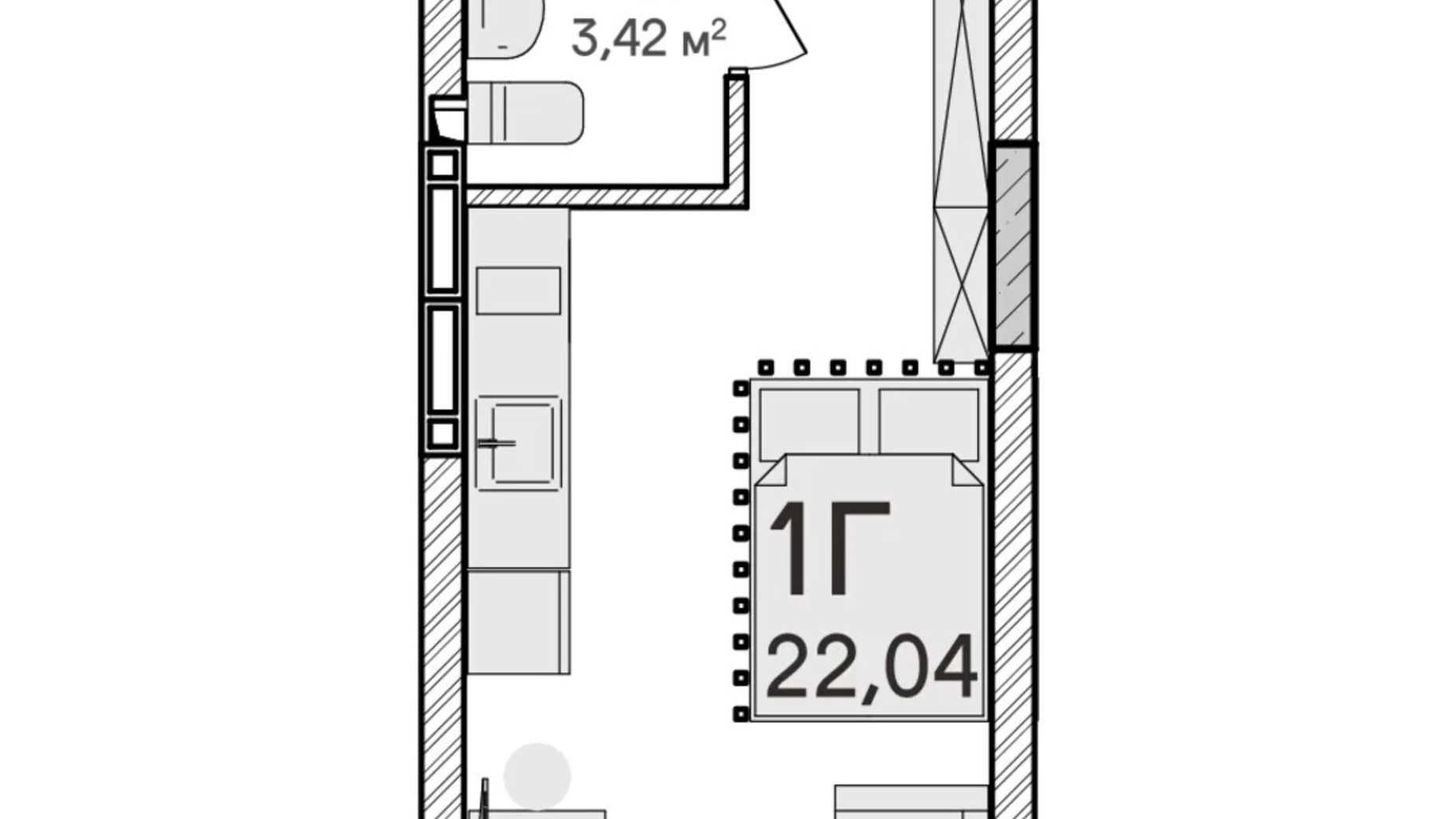 Продається 1-кімнатна квартира 23 кв. м у Ірпені, вул. Ольги Кобилянської(Достоєвського) - фото 2