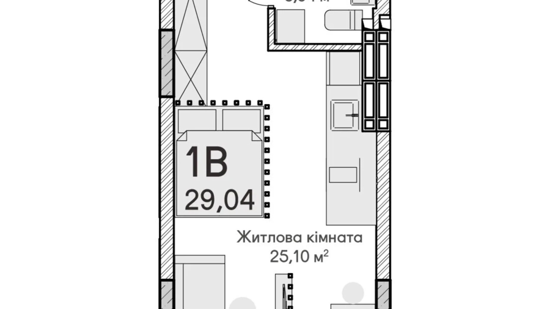 Продается 1-комнатная квартира 29 кв. м в Ирпене, ул. Ольги Кобылянской(Достоевского) - фото 2